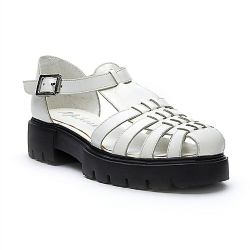 Matisse "Dart" White Black Fisherman Platform Sandal Size 8